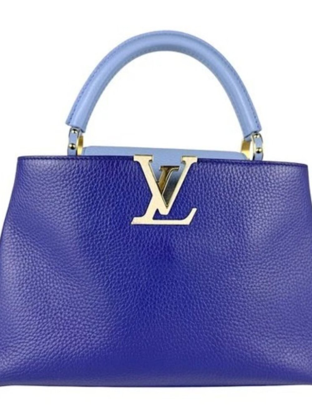 Auth LOUIS VUITTON Capucines MM Handbag Shoulder Bag Blue Leather M22674 - z8821